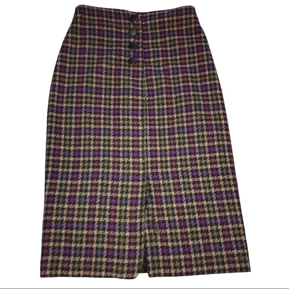 Vintage 100% Wool Tartan Plaid Pencil Skirt Size 4 - Picture 2 of 9